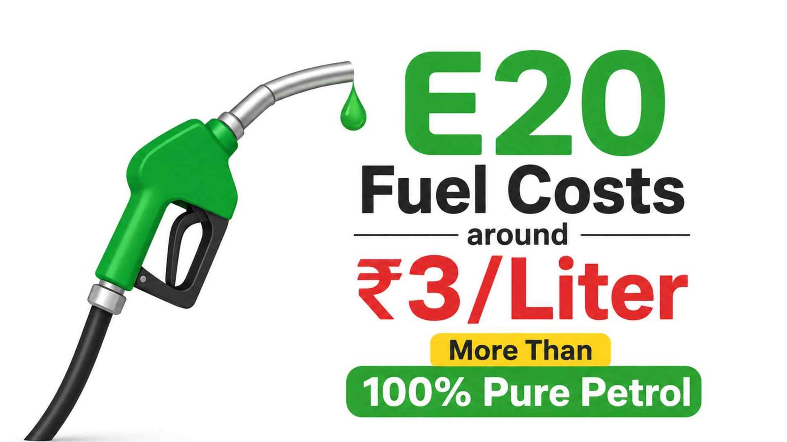 E20 Fuel Costs around ₹3Liter More Than 100% Pure Petrol